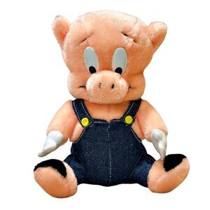 Vintage 1990s Porky Pig Plush Looney Tunes Stuffed Animal 9 Inch Warner Bros 24K